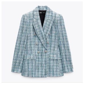Zara Textured Double Breasted Blazer
